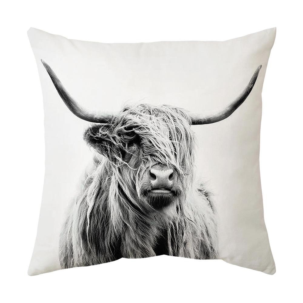 New Style Pillow Black and White Animal Cow Print Pillow Cover Geometric Abstract Sofa Pillow Cover Bedside Cushion