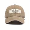 European And American  Washed And Worn Printed Baseball Cap New God Is Always Good Printed Baseball Cap WomenS Washed Retro Sp