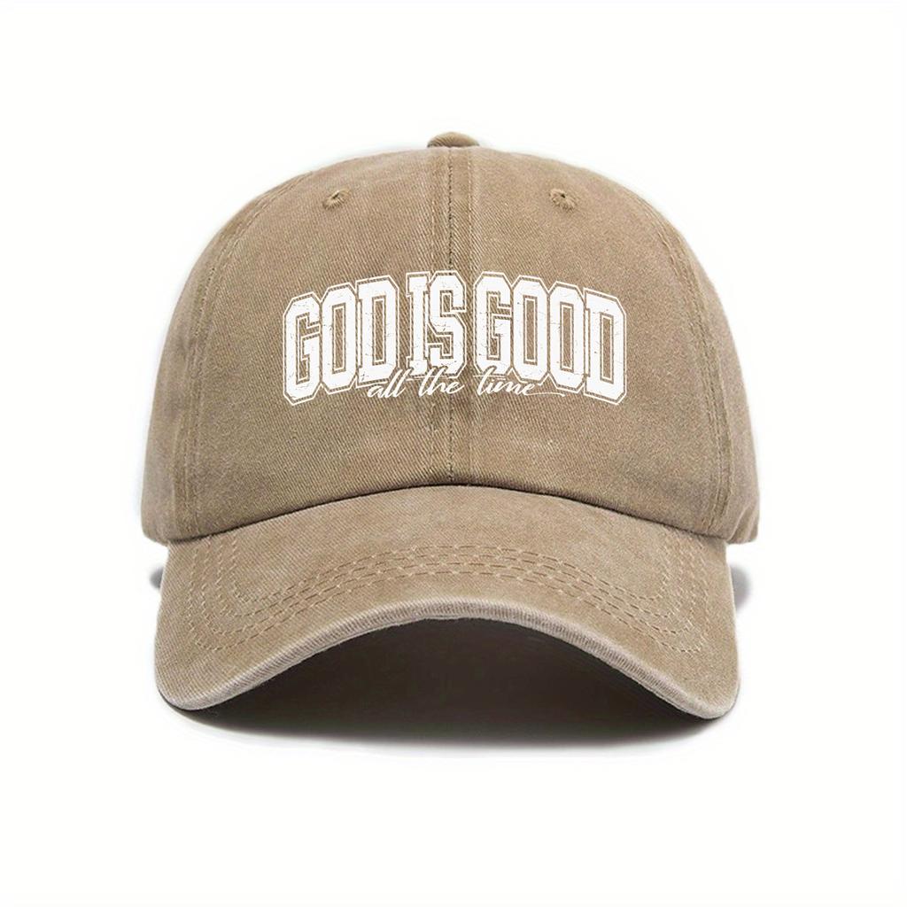 European And American  Washed And Worn Printed Baseball Cap New God Is Always Good Printed Baseball Cap WomenS Washed Retro Sp