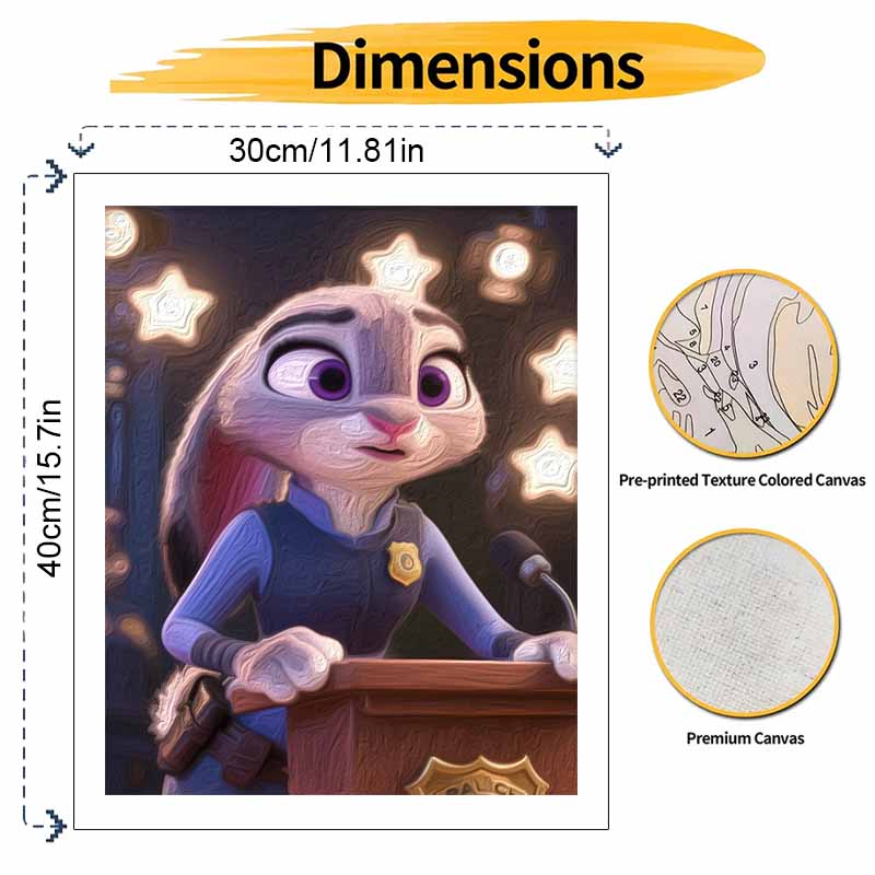 Disney Judy Hopps Zootopia Digital Oil Painting Art Kit Hand Painted Home Decor