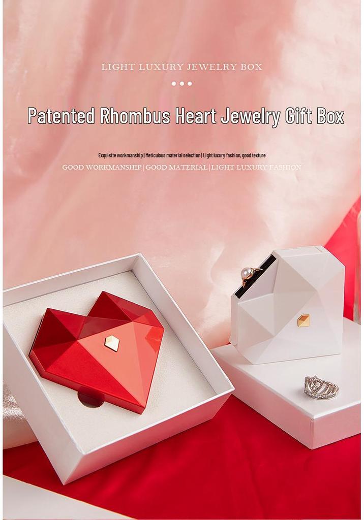 Heart-shaped Diamond Surface Jewelry Box - Automatic Opening Proposal Ring Storage