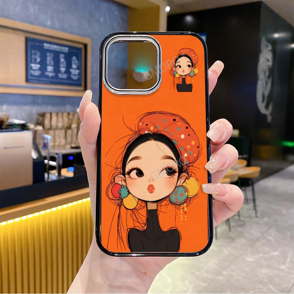 Magsafe Magnetic Suction Apple 16promax Transparent Black Frame Mobile Phone Case 17 New AIR Anti-drop 13 Hat Girl
