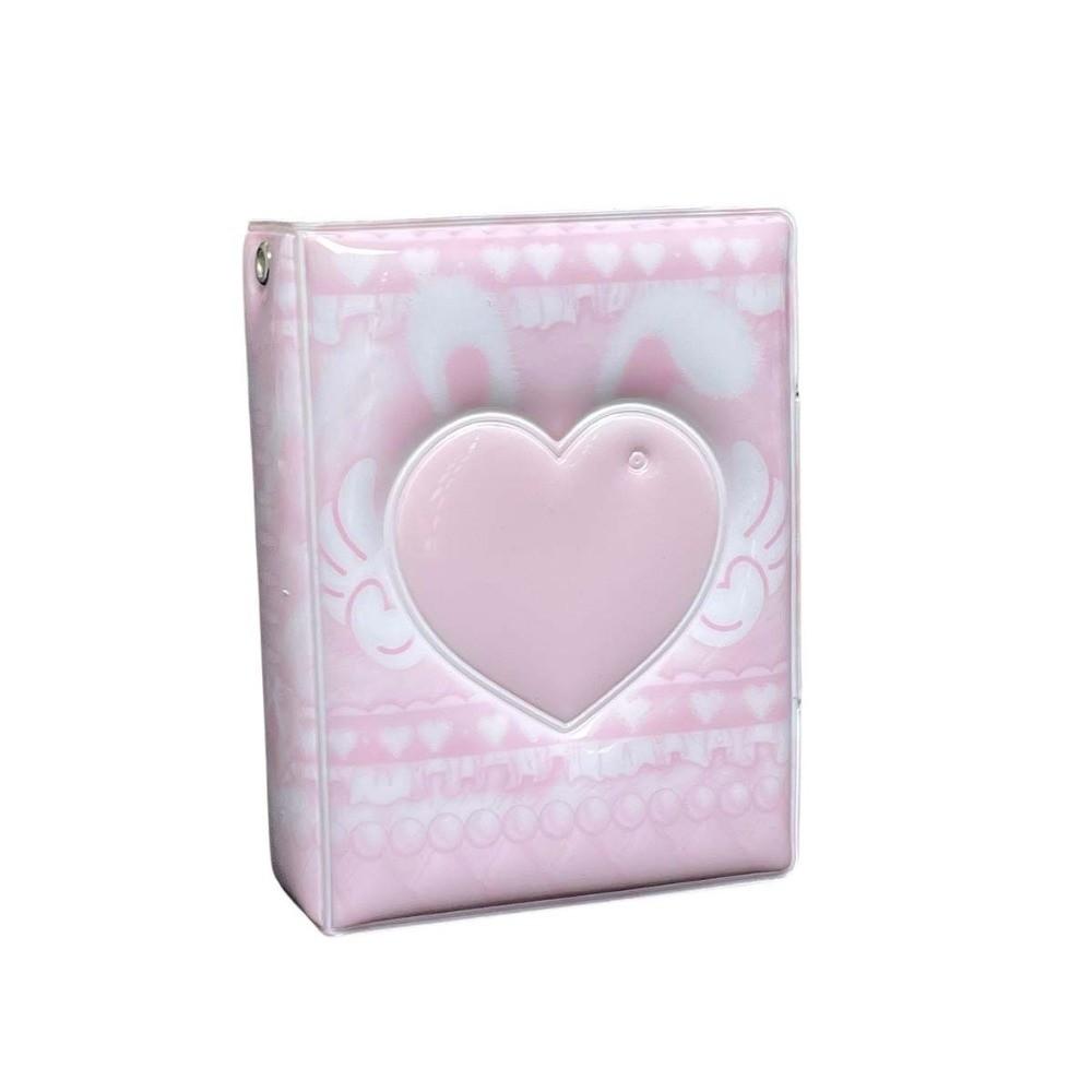Neues Pink Love Schleife Kartenalbum 3 Zoll Mini PVC Idol Karten Sammelbuch Sammelkartenalbum mit 16 Innenseiten Postkartenbuch