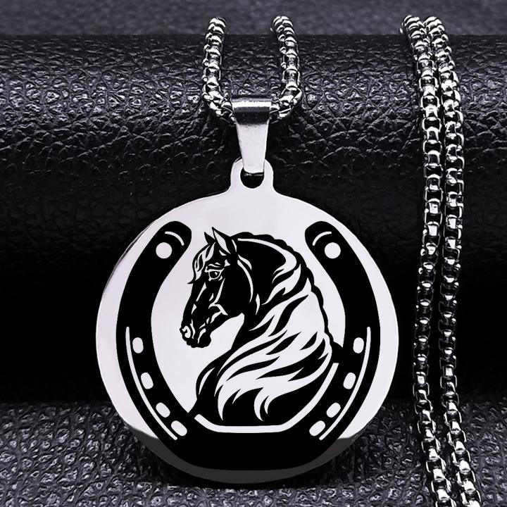 

Мода Хип-Хоп Ожерелье Лошадь Животное Цепь Кулон Ожерелье Женщины Ювелирные Изделия
