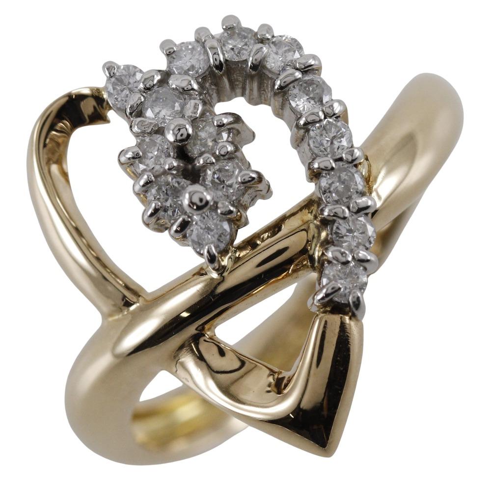 

Ring K18 yellow gold/Pt900Platinum/diamond #5.1(US Size) heart 3.9g Women Used