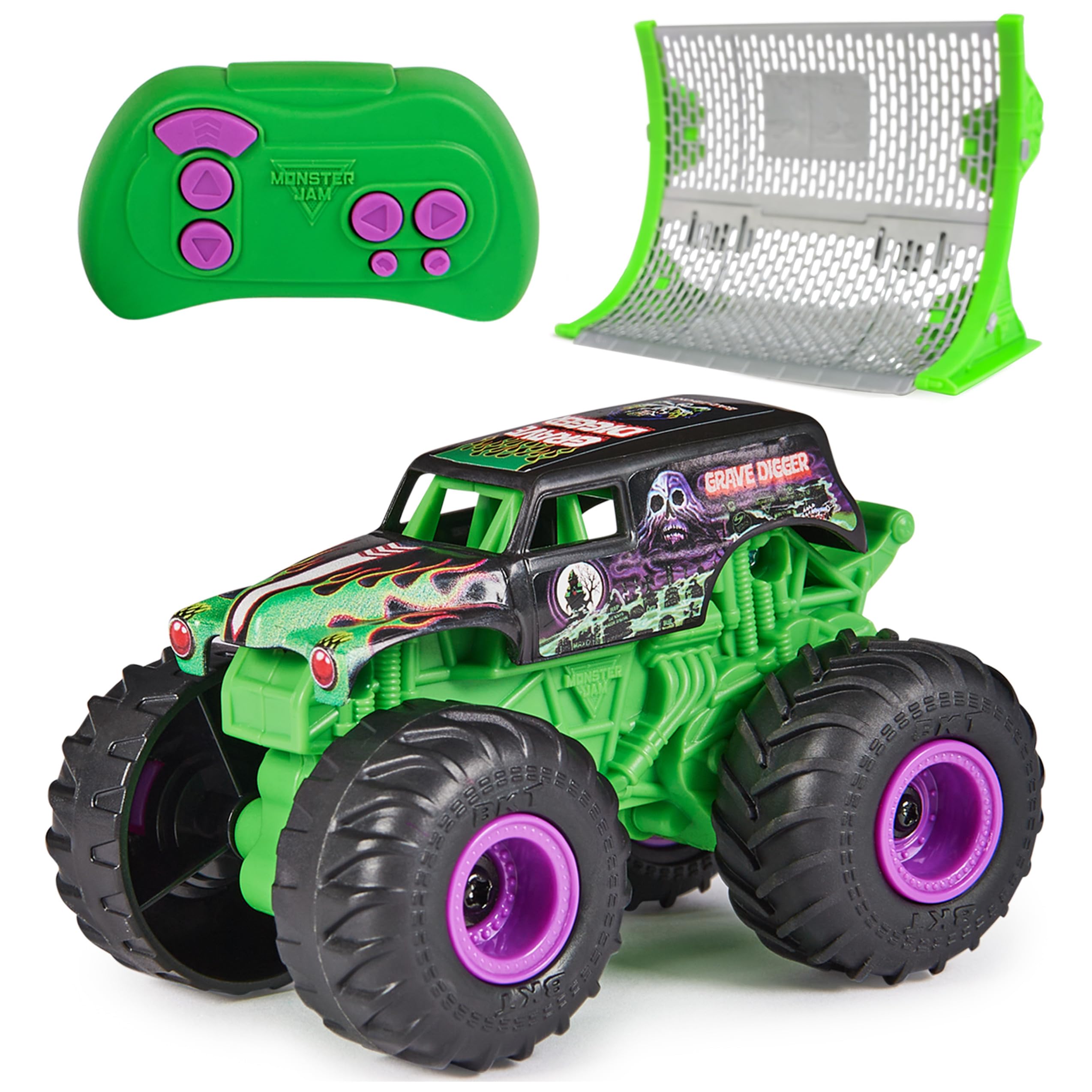 

Official Monster Jam Grave Digger Remote Control Monster Truck with Ramp, 1:64 Scale RC Car Kids Toy for Boys and Girls, Ages 3, 4, 5, 6 and Up