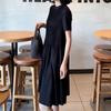 Summer Polyester Pleated Dress With Zipper For Women Office Wear