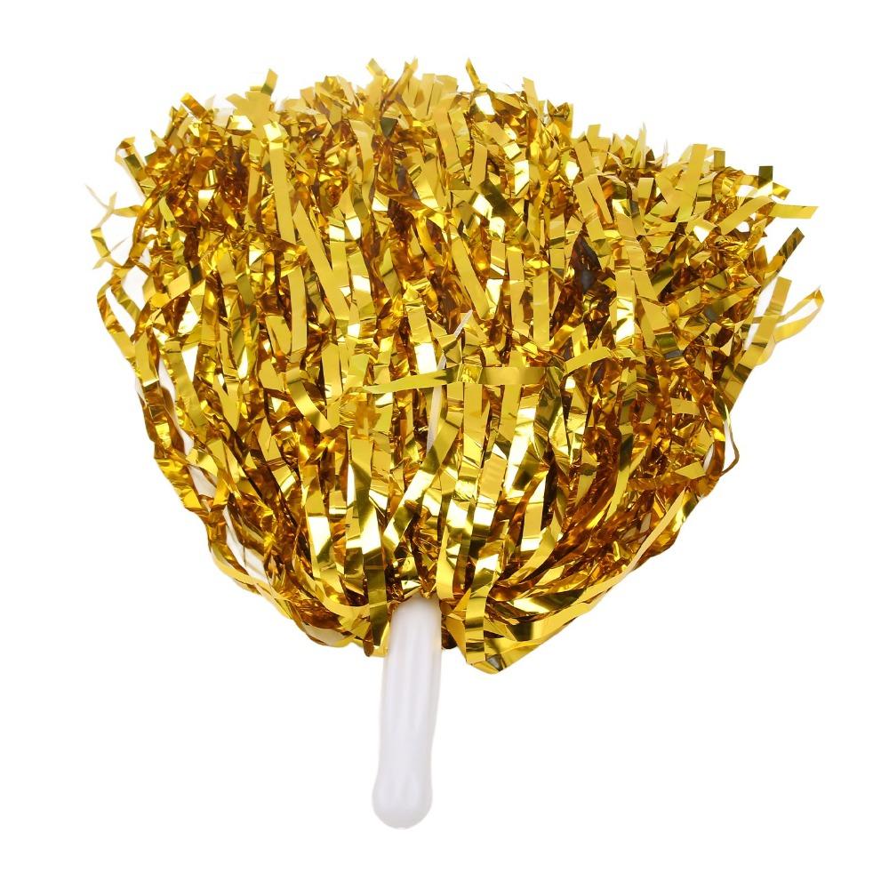 20PCS Metallic Foil Cheerleading Pom Poms PET Sports Team Pom Poms For Stage Show