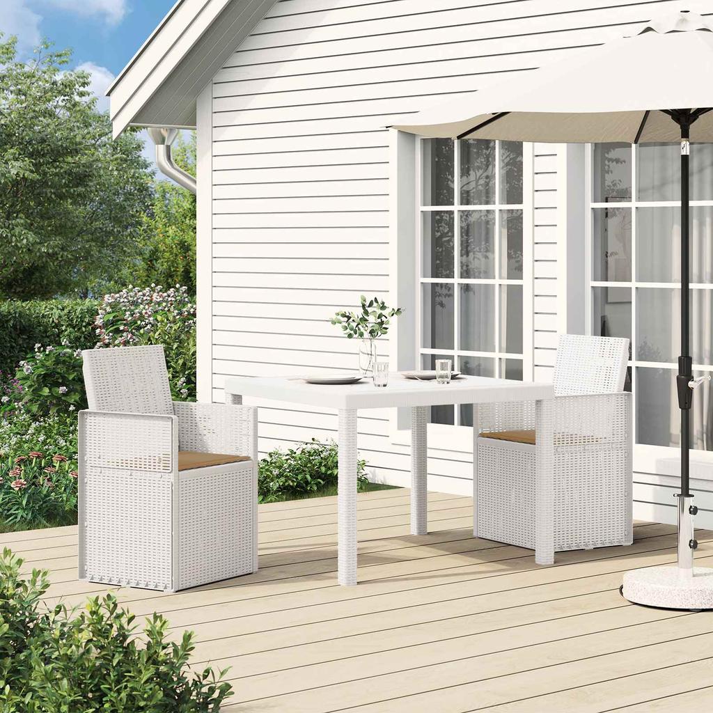 Garden Dining Chairs 2 pcs White and Taupe PP