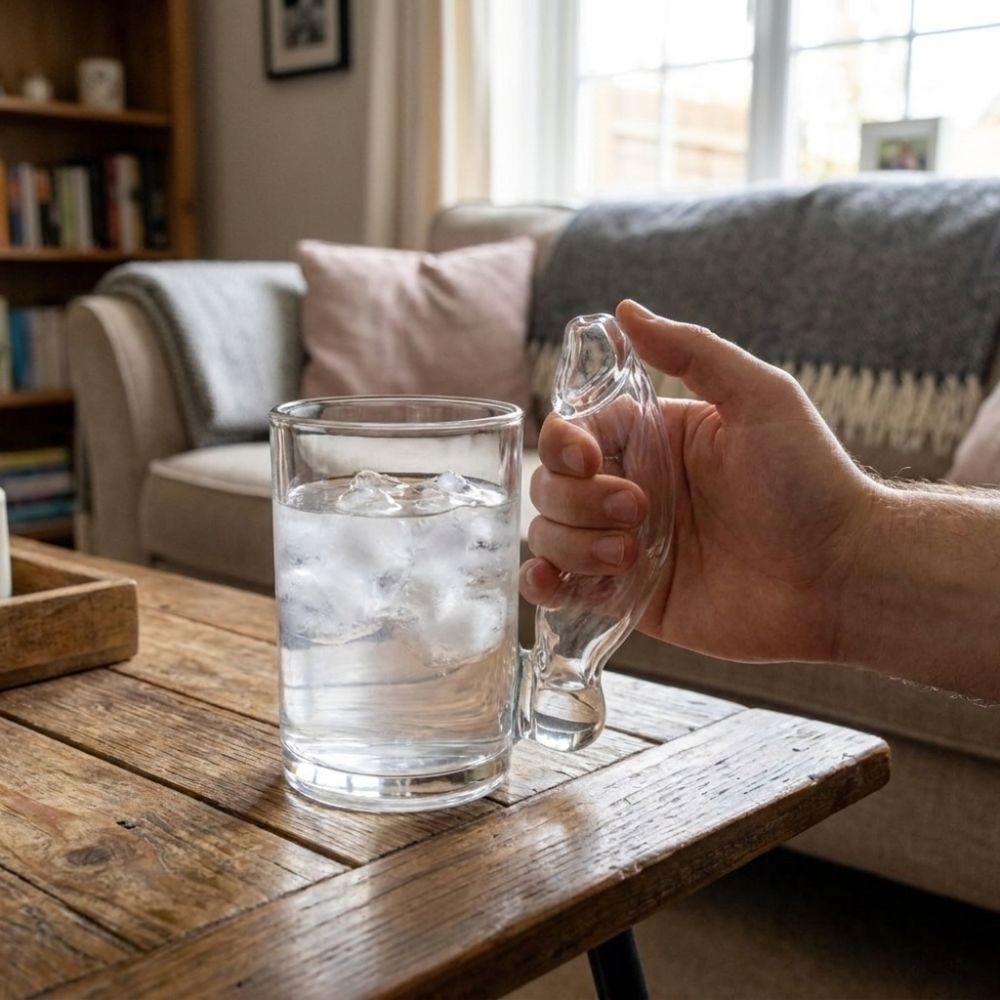 Vaso Creativo Transparente Divertido con Forma de Copa D con Asa Vidrio Grueso para Whisky Vaso Grande de Cerveza Hogar
