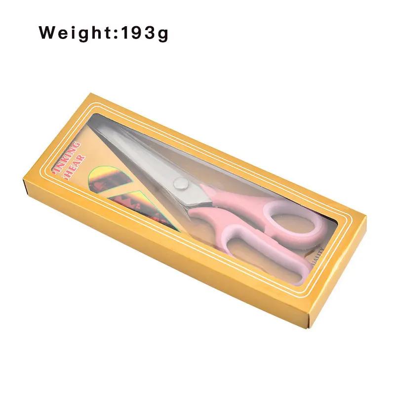 Sewing Zigzag Scissors Tailor 2CR13 Stainless Steel PP+TPR Handle Triangular For Fabric Needlework Cutting Dressmaker Shears
