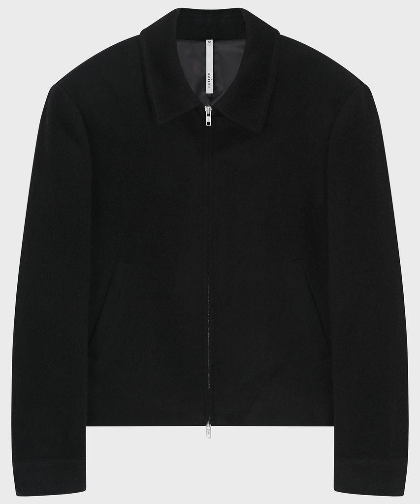 Noirer Alpaca Crop Zip-Up Jacket (Black)