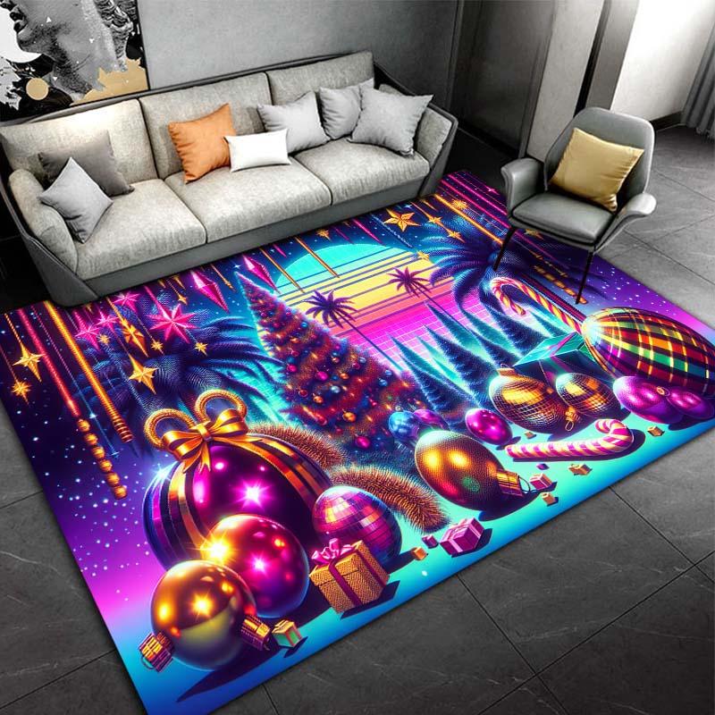 Alfombra con adornos navideños para sala de estar, decoración del hogar, sofá, mesa, alfombra para superficie grande, felpudo de entrada para dormitorio, alfombra antideslizante para Baño