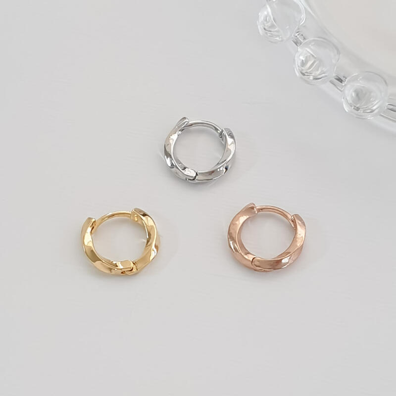 

Вінтажні сережки-кільця з одним дотиком, без нікелю (1 пара) rose gold