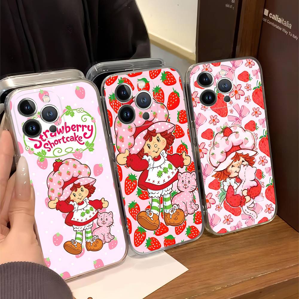 Cartoon Girl S-Strawberry S-Shortcake TPU Silicone Case For IPhone 11 12 13 14 15 16 17 Pro Max Shockproof Clear Back Cover