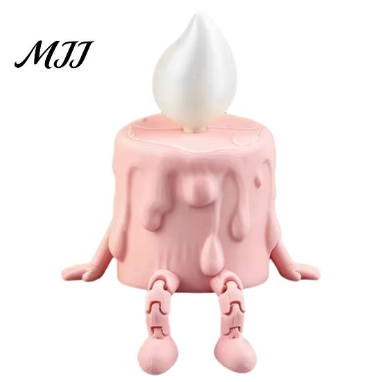 Funny Melting Candle Toy 3D Printing Ornament, Wax Liquid Texture Dripping Sculpture with Lifelike Art Figure Movable Joints, Adjustable