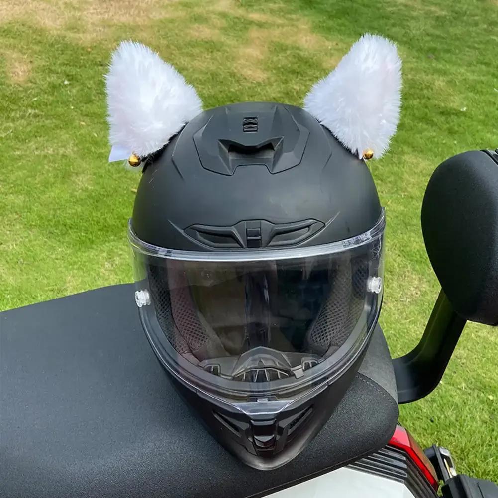2Pcs Motorcycle Helmet Plush Cat Ears Stickers Decoration Motocross Helmet Cosplay Plush Full Face Off Road Helmet Decor