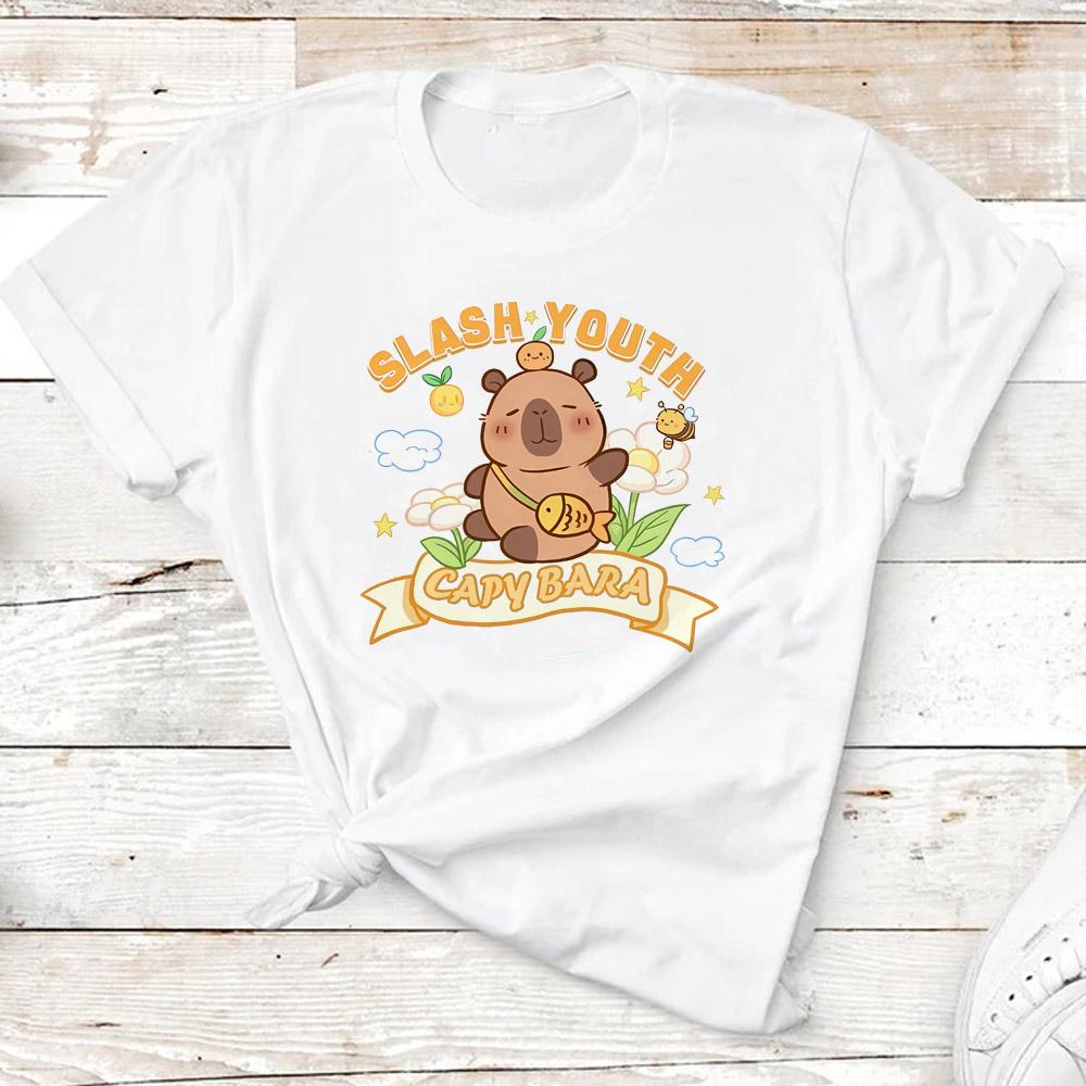 

Kids Basic T-shirt Women Men Capybara Tees 3-10Years Children Short Sleeved Clothes Boys Girls Capibara Birthday Gifts 4XL