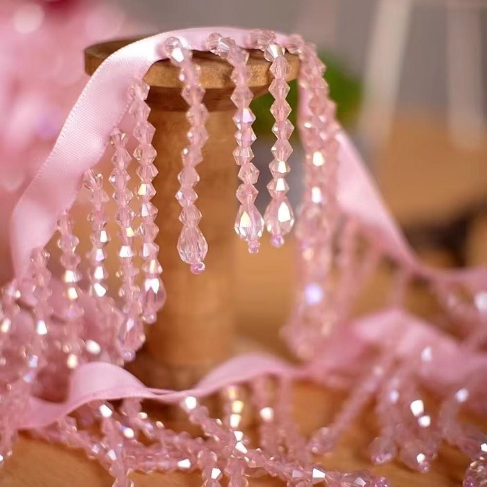 New 5.5CM Wide Crystal Pendant Beaded Fringe DIY Lace Decorative Trim Tassel Fringe Headwear Decoration