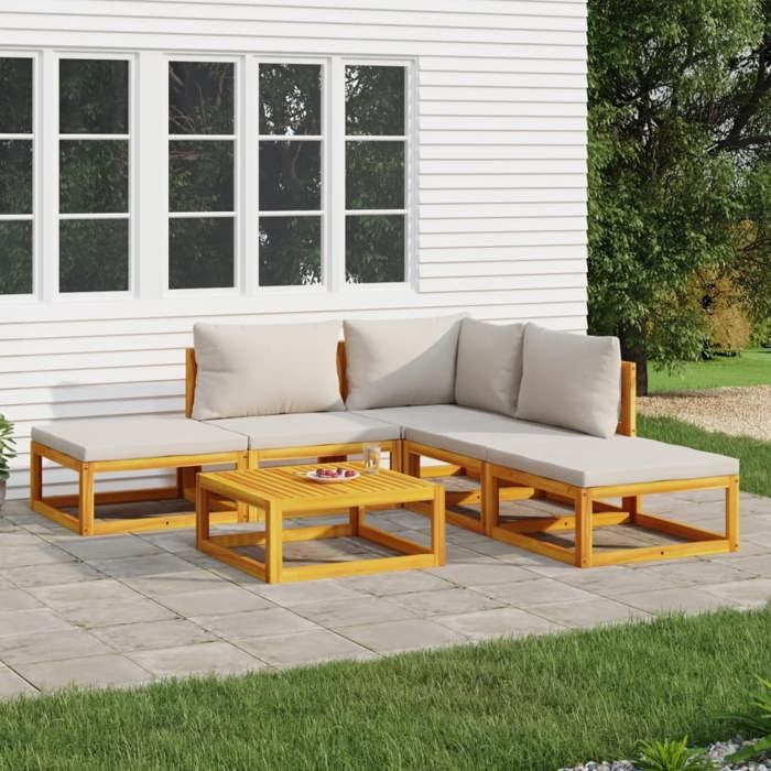 VidaXL Garden Lounge Set with Cushions 6 Pcs, Sofas with Backrest, Furniture Set with Coffee Table Patio Terrace, 3155276