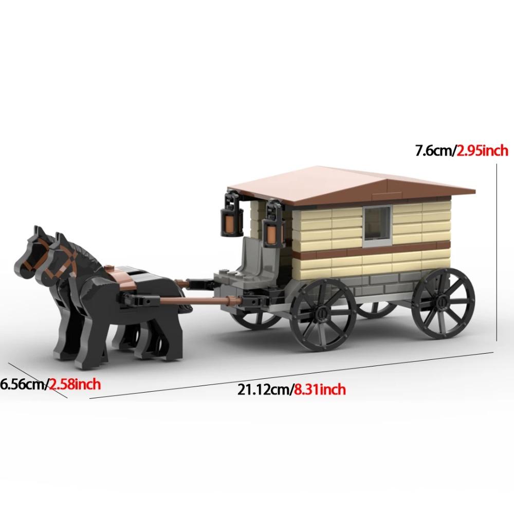 MOC Creative Medieval Western Carriage Model Farm Cattle Cart Transport Vehicle Building Blocks DIY Brick Toys Boy Birthday Gift