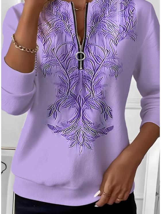 2025 Loose Fit Casual Outfit: Colorful Embroidered Zipper Top, Perfect for Walks and Dates