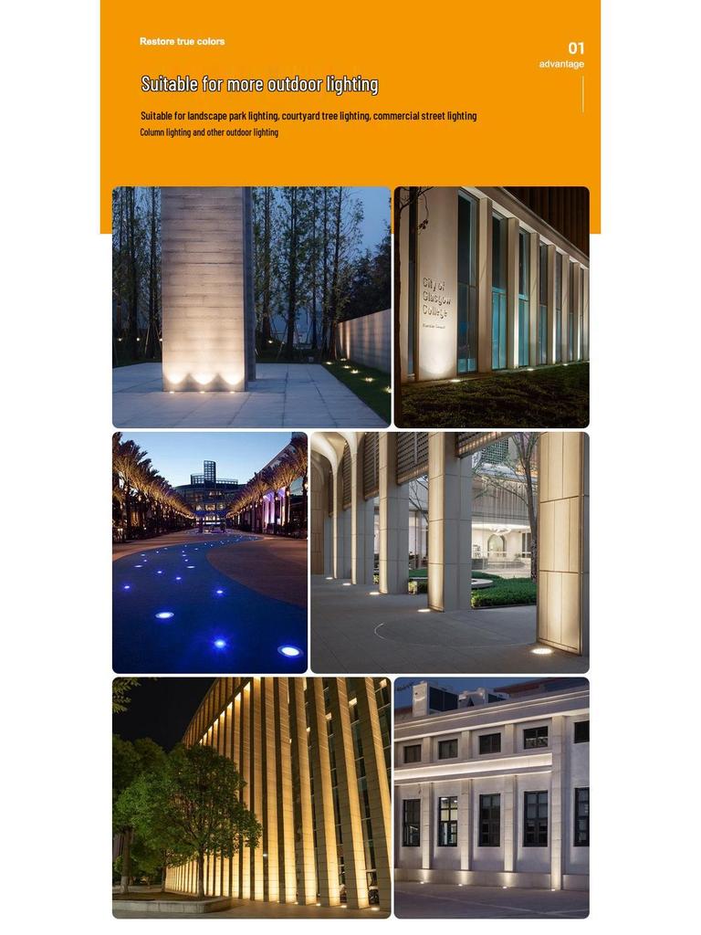 Ultra-Thin Waterproof LED In-Ground Courtyard Spotlight for Garden Decoration