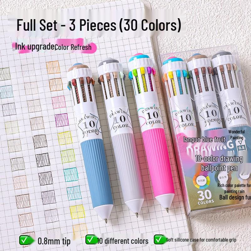10-Color Blue Fruit Rollerball Pen, 0.8MM Bullet Tip – Fun, Cute, and Colorful for Journaling