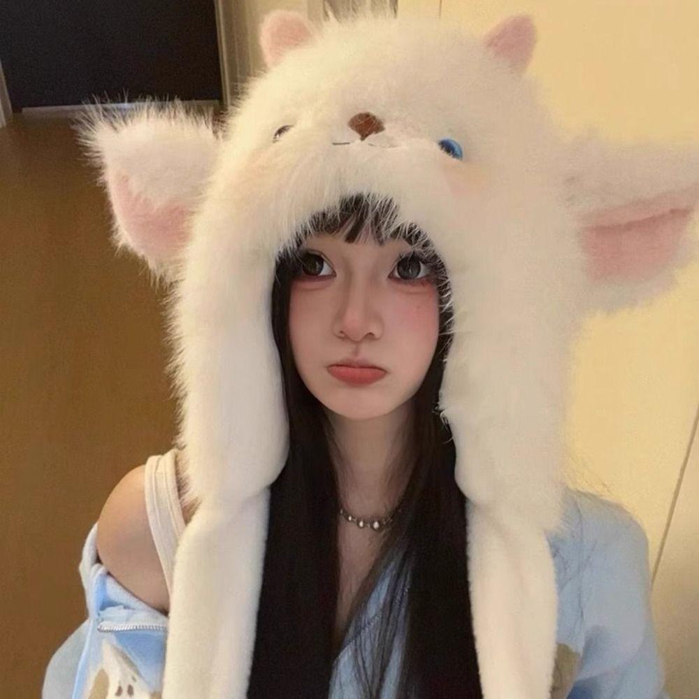 Anti-cold Lamb Ears Warmer Hat Sheep Fluffy Ear Protection Cap Cute Winter Plush Hat  Daily