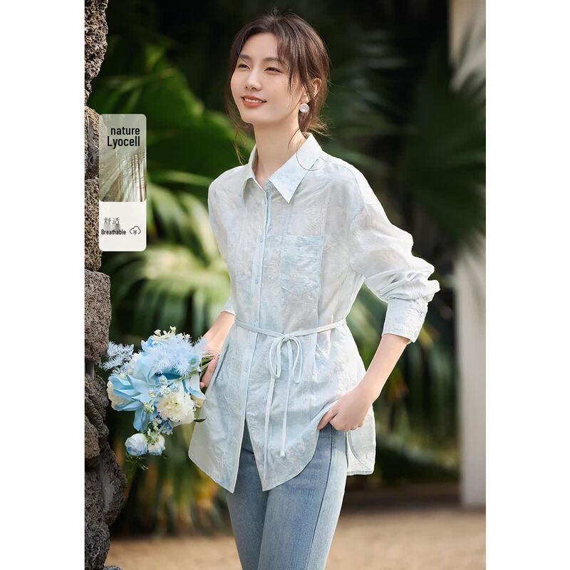 XWI Women s Lyocell Pleated Ombre Shirt Jacket L