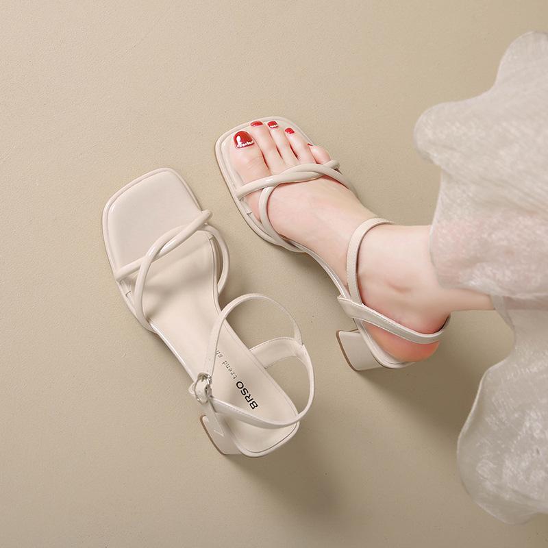 Sandals Women's Summer New Fashion Versatile Gentle Retro Thick Heel Non-slip Word with High Heels Summer