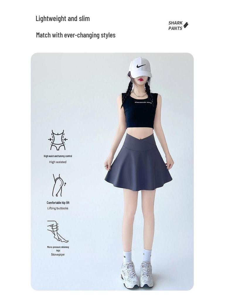 Women's Blue Yoga Tennis Skirt with Anti-Exposure Quick-Dry Shorts for Dance, Fitness, and Running 2026.