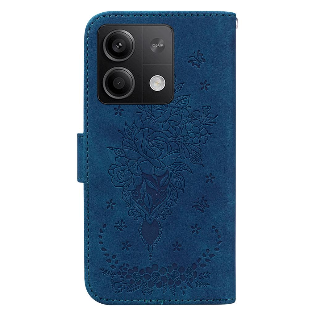 For Xiaomi Redmi Note 13 5G/13 5G (China) Case Rose Butterfly Imprinted Card Holder Phone Cover