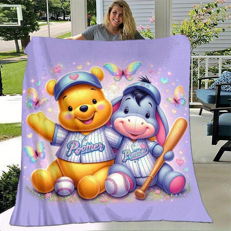 1pc Winnie The Pooh Printing Blanket - Soft, All-Season Throw for Office Blanket, | Personalized Gift with Adorable Cartoon Design