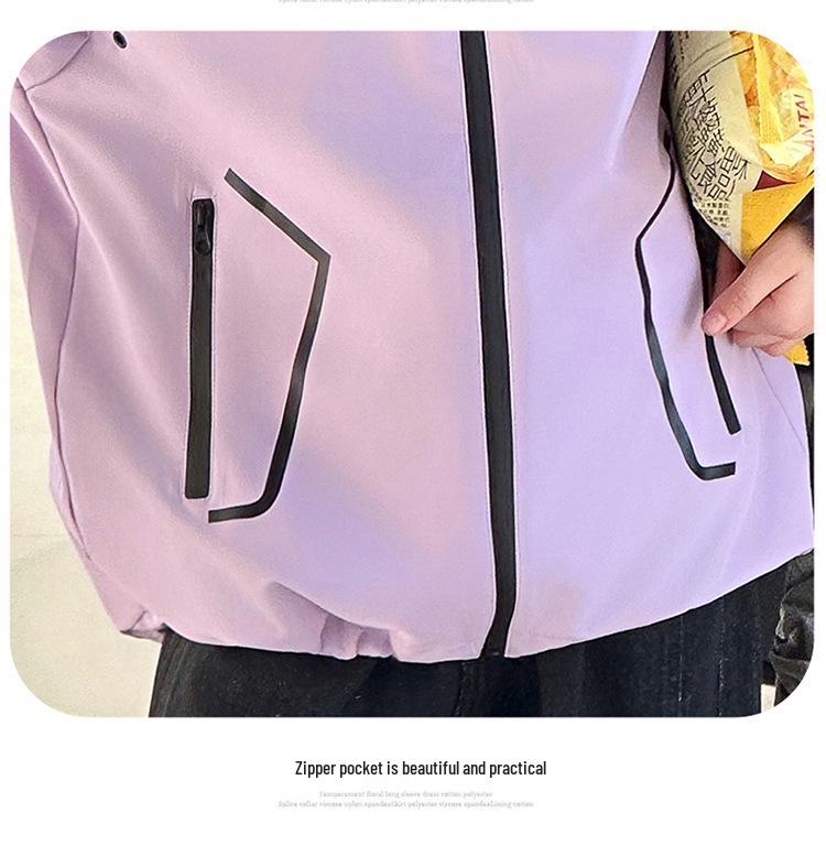 Girls' Color Block Hooded Windbreaker - Casual Spring/Autumn Jacket for Big Kids