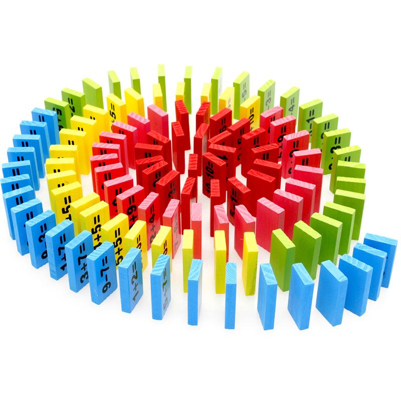 Children's Wooden Educational Marble & Dominoes Set with Number Calculation & Building Blocks