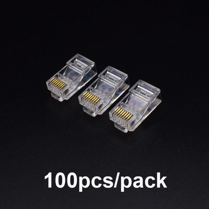 20/50/100pcs Cat6 Cat6e RJ45 Connector Module Plug 1000Mbps Ethernet Cables Adapter Gold Plated Network Crystal Heads