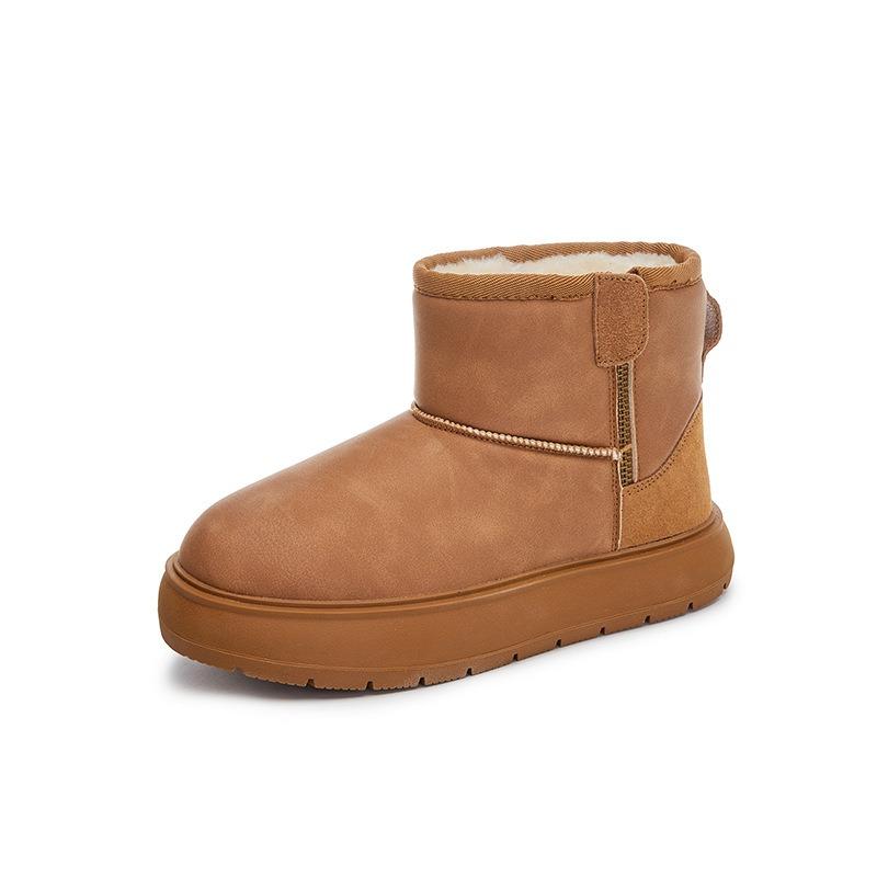 Leather warm snow boots women's winter new fashion short tube versatile short boots women's thick-soled retro Martin boots
