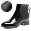 GKTINOO New Ankle Boots Women Pointed Toe Thick Heels Genuine Patent Leather Shoes Short Boots Soft Sole Footwear Plus Size 43