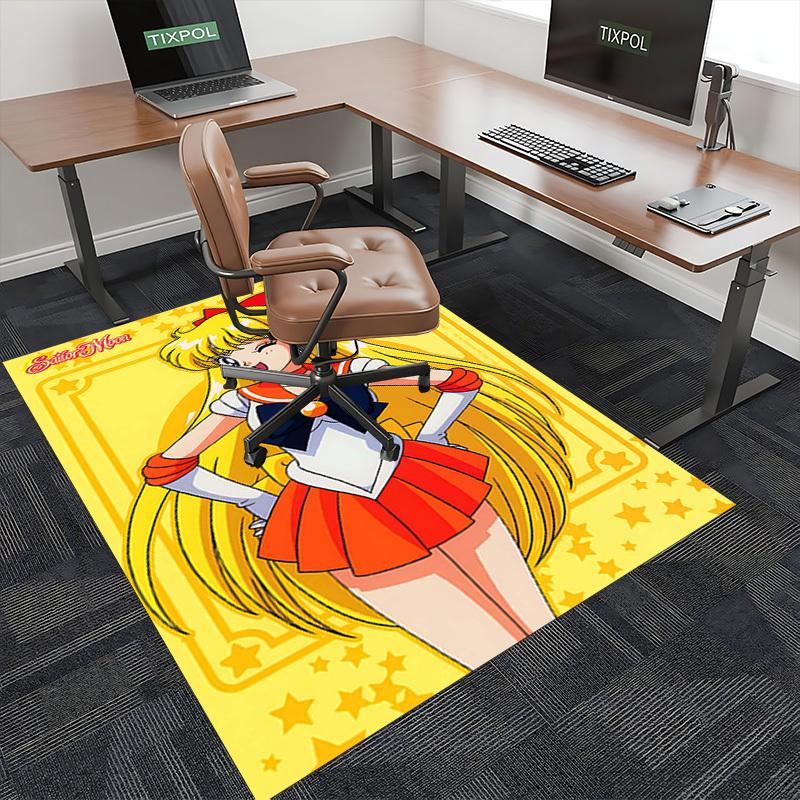 1pc Sailor Moon Anime Cartoon Design Office Chair Mat Non-Slip Carpet for Home Decor, Suitable for All Seasons, Ideal As a Gift for Holidays and Every
