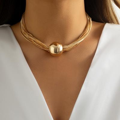 Exaggerated Punk Layered Chain Stacking Necklace Minimalist Niche Geometric Orb Personality Necklace
