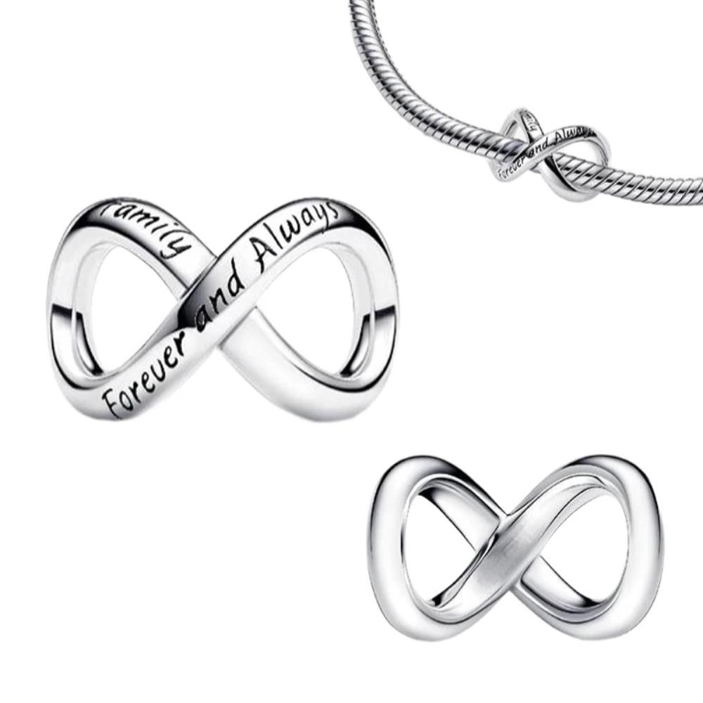 

New 925 Silver Lucky Infinity Heart Charms Pendants for DIY Bracelet Necklace Jewelry Gift