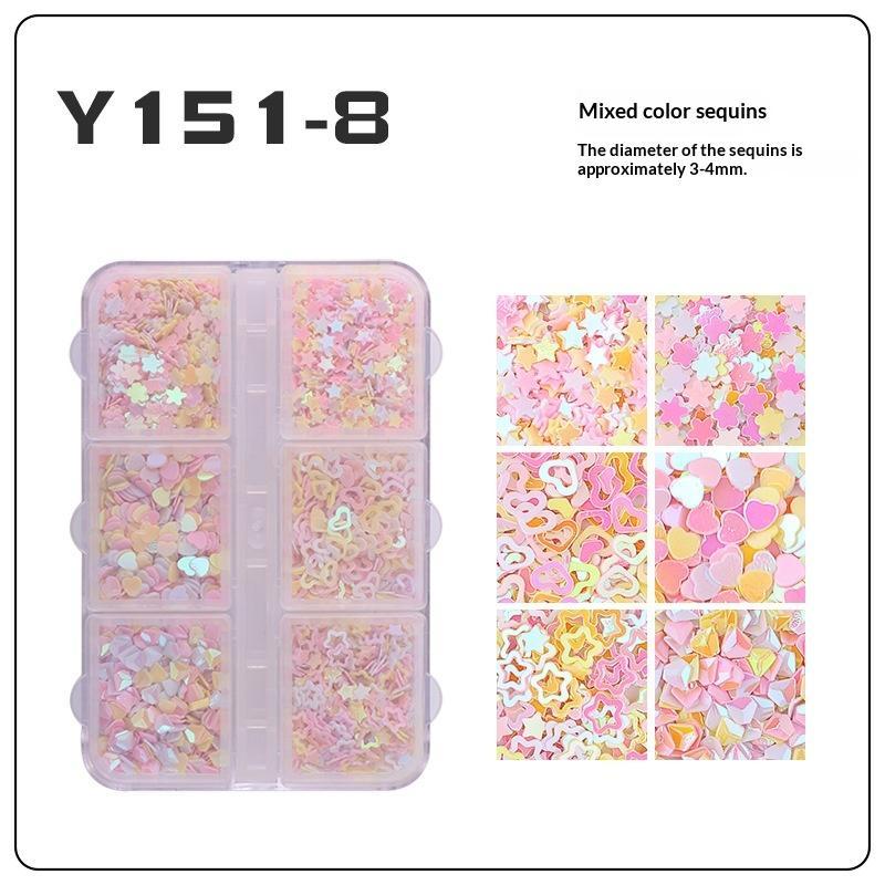 6 Grids Star Sequin Five-Pointed Star Colorful Nail Art Charm Sparkle 3D Nail Rivet Nail Decoration Diy Manicure Accessories