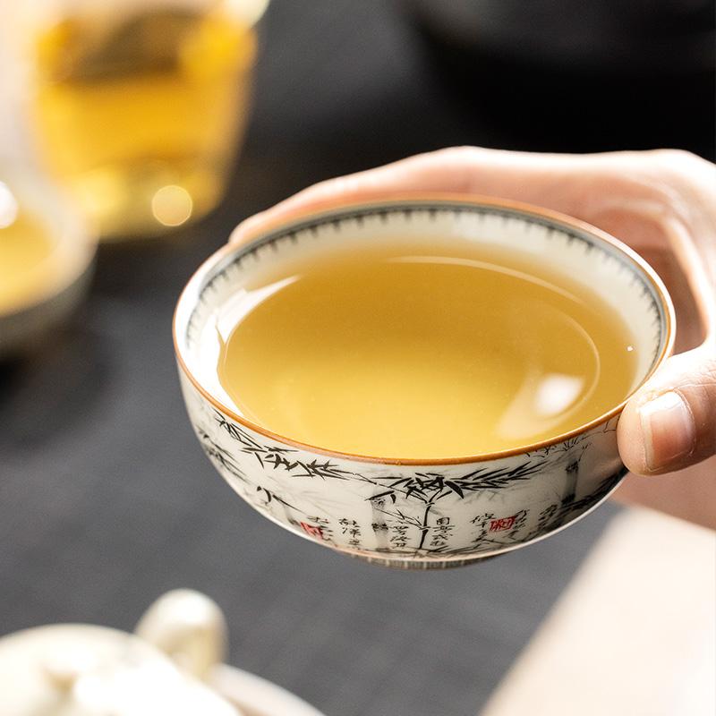 100ml Ru Kiln Bamboo Pu Erh Cup Teacup Master Cup Ceramic Home Single Cup High End Kung Fu Tea Set
