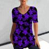 Fashion Floral Print 3D Printed Women's Casual V-neck Short Sleeved T-shirt