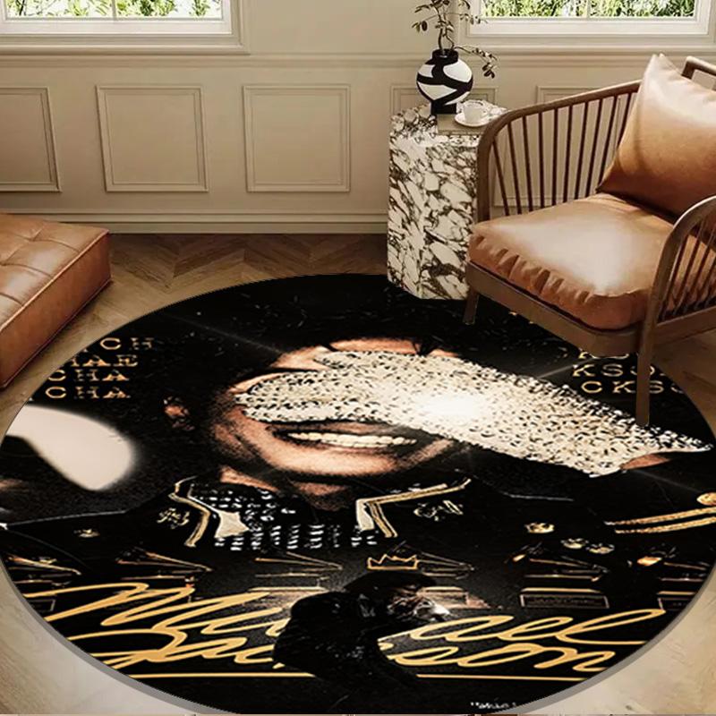 Michael Crowned Legacy Round Rug for Livingroom,Bedroom, Palyroom, Chair Rug, Area rug, Circle Carpet, Large Size Decor Fan Christmas gift