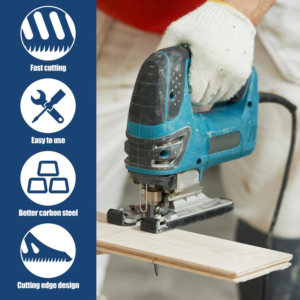 18TP T142HB Jigsaw Blade Heavy Duty T-shank Flush Cutting Replaceable Coarse Teeth Wood Aluminum Tight Spaces Precision Cut Too