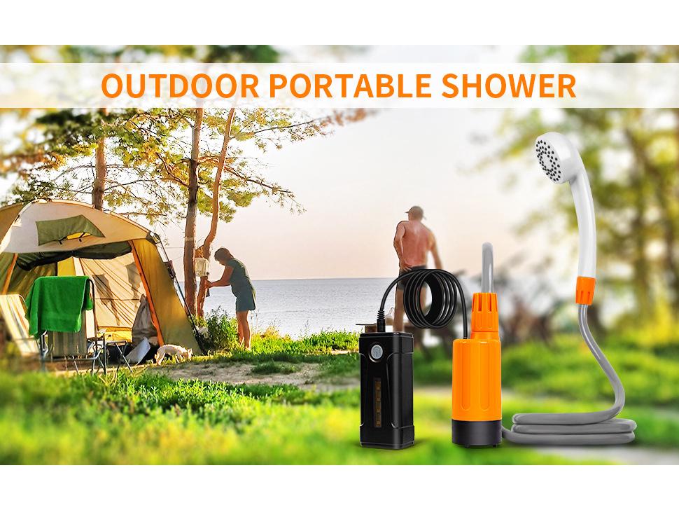 Portable USB Rechargeable Shower Head for Camping, Dorms, Construction Sites, and Rural Bathing