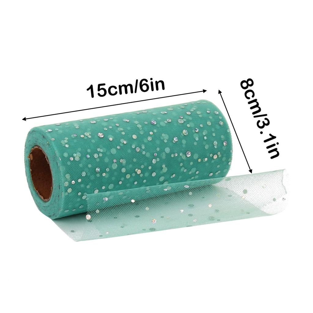 Glitter Tulle Fabric Roll 15cm Width 10 Yards Sequin Sparkling Ribbon Spool Netting For Wedding Skirt Gift Wrapping Party Decor