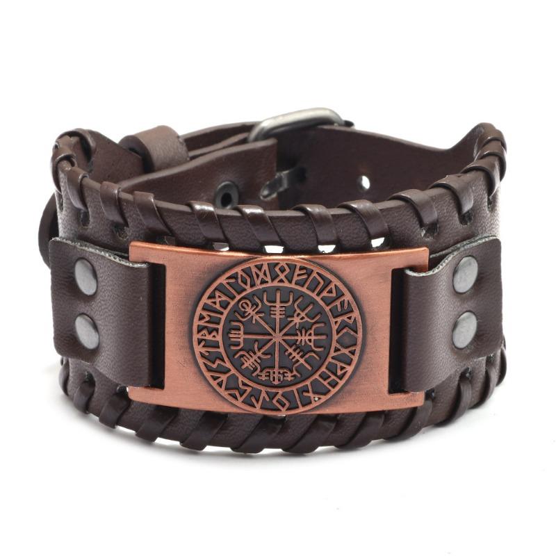 Pirate Vintage Bracelet Compass Men's Wide Bracelet Leather Bracelet
